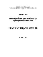 Luận văn thạc sỹ - Hoàn thiện tổ chức công tác kế toán tại Bệnh viện Da liễu Trung ương
