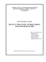 QUẢN LÝ NHÀ NƯỚC VỀ HOẠT ĐỘNG  MẠI DÂM ĐƯỜNG PHỐ