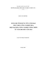 Đảng bộ tỉnh Hưng Yên lãnh đạo thực hiện công nghiệp hóa, hiện đại hóa nông nghiệp, nông thôn từ năm 2001 đến năm 2013