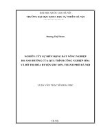 Luận văn nghiên cứu sự biến động đất nông nghiệp do ảnh hưởng của quá trình công nghiệp hóa và đô thị hóa huyện sóc sơn, thành phố hà nội 
