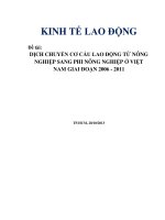 Dịch chuyển cơ cấu lao động từ nông nghiệp sang phi nông nghiệp 2006 - 2011
