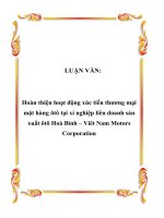 Hoàn thiện hoạt động xúc tiến thương mại mặt hàng ôtô tại xí nghiệp liên doanh sản xuất ôtô Hoà Bình – Viêt Nam Motors Corporation