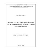 Nghiên cứu chất lượng chương trình du lịch nội địa của các công ty lữ hành tại tỉnh Đồng Tháp