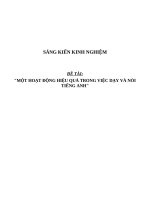 Sáng kiến kinh nghiệm SKKN một hoạt động hiệu quả trong việc dạy và nói tiếng anh 