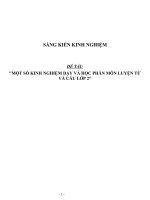 Sáng kiến kinh nghiệm  một số kinh nghiệm dạy và học phân môn luyện từ và câu lớp 2 