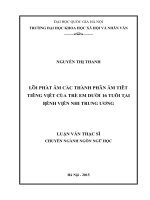 Lỗi phát âm các thành phần âm tiết tiếng Việt của trẻ em dưới 16 tuổi tại Bệnh viện Nhi Trung Ương