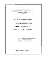 DƯA MUỐI VIỆT NAM  VÀ KIM CHI HÀN QUỐC  TRONG CÁI NHÌN SO SÁNH