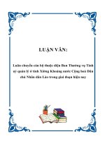 Luân chuyển cán bộ thuộc diện Ban Thường vụ Tỉnh uỷ quản lý ở tỉnh Xiờng Khoảng nước Cộng hoà Dân chủ Nhân dân Lào trong giai đoạn hiện nay