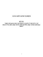 Sáng kiến kinh nghiệm SKKN môn hóa học một số dạng bài tập phần cơ sở lý thuyết các phản ứng hóa học dùng bồi dưỡng học sinh giỏi bậc THPT 
