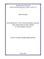 Đảng bộ huyện Vũ Thư ( tỉnh Thái Bình) lãnh đạo phát triển kinh tế nông nghiệp từ năm 1996 đến năm 2010
