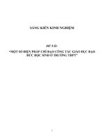 Sáng kiến kinh nghiệm SKKN một số biện pháp chỉ đạo công tác giáo dục đạo đức học sinh ở trường THPT 