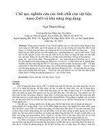 Chế tạo, nghiên cứu các tính chất của vật liệu nano ZnO và khả năng ứng dụng