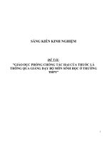 Sáng kiến kinh nghiệm SKKN giáo dục phòng chống tác hại của thuốc lá thông qua giảng dạy bộ môn sinh học ở trường THPT 