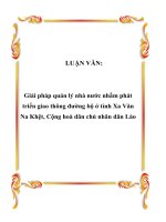 Giải pháp quản lý nhà nước nhằm phát triển giao thông đường bộ ở tỉnh Xa Văn Na Khệt, Cộng hoà dân chủ nhân dân Lào