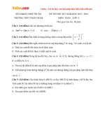Đề thi học kì 1 môn Toán lớp 11 trường THPT Tháp Chàm, Ninh Thuận năm học 2015 - 2016