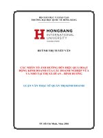 CÁC NHÂN TỐ ẢNH HƯỞNG ĐẾN HIỆU QUẢ HOẠT ĐỘNG KINH DOANH CỦA CÁC DOANH NGHIỆP VỪA VÀ NHỎ TẠI THỊ XÃ DĨ AN – BÌNH DƯƠNG