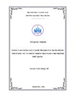 Nâng cao chất lượng tín dụng bán lẻ tại ngân hàng thương mại cổ phần đầu tư và phát triển việt nam chi nhánh kiên giang 