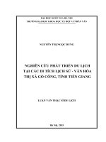 Nghiên cứu phát triển du lịch tại các di tích lịch sử - văn hóa Thị xã Gò Công, tỉnh Tiền Giang