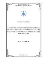 Các nhân tố ảnh hưởng đến khả năng tiếp cận tín dụng tại ngân hàng saccombank của các hộ kinh doanh cá thể trên địa bàn huyện tân hiệp, tỉnh kiên giang 