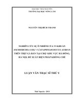 Nghiên cứu sự ô nhiễm của vi khuẩn escherichia coli và staphylococcus aureus trên thịt gà bán tại chợ khu vực hà đông, hà nội, đề xuất biện pháp khống chế 
