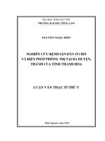 Nghiên cứu bệnh sán dây ở chó tại ba huyện, thành của tỉnh thanh hóa và biện pháp phòng trị 