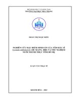 Nghiên cứu đặc điểm sinh sản của tôm bác sĩ lysmata amboinensis (de mann, 1888) và thử nghiệm nuôi thành thục tôm bố mẹ 