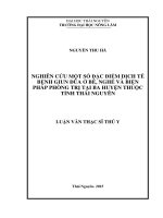 Nghiên cứu một số đặc điểm dịch tễ của bệnh giun đũa ở bê, nghé và biện pháp phòng trị tại ba huyện của tỉnh thái nguyên 
