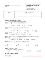 Đề khảo sát chất lượng tháng 10 môn Toán, Tiếng Việt lớp 5 năm học 2016 - 2017