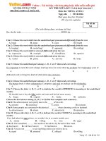 Đề thi giữa học kì 1 môn Tiếng Anh lớp 12 trường THPT Lý Thái Tổ, Bắc Ninh năm học 2016 - 2017 CÓ ĐÁP ÁN