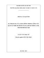 Sự tham gia của cộng đồng trong công tác quản lý Khu di tích Cổ Loa, huyện Đông Anh, thành phố Hà Nội