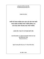 Thiết kế hoạt động dạy học các bài thơ mới theo định hướng phát triển năng lực cho học sinh trung học phổ thông