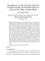 Hoạt động tạo việc làm cho người khuyết tật tại huyện Yên Mô, tỉnh Ninh Bình (Khảo sát tại hai xã Yên Thắng và Khánh Thịnh)