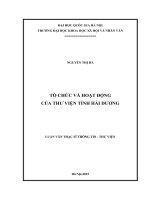 Tổ chức và hoạt động của thư viện tỉnh Hải Dương