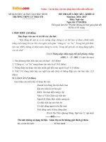 Đề thi giữa học kì 1 môn Ngữ văn lớp 12 trường THPT Lý Thái Tổ, Bắc Ninh năm học 2016 - 2017