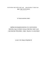 Luận văn thạc sỹ - Chính sách khách hàng của Ngân hàng TMCP Ngoại Thương VN –Chi nhánh Vĩnh Phúc Thực trạng và giải pháp