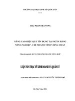 Nâng cao hiệu quả tín dụng tại Ngân hàng nông nghiệp  Chi nhánh tỉnh Vieng Chan