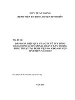ĐÁNH GIÁ HIỆU QUẢ của PHƯƠNG PHÁP gây tê tủy SỐNG TRONG PHẪU THUẬT NGOẠI KHOA và sản KHOA