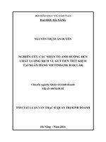 Nghiên cứu các nhân tố ảnh hưởng đến chất lượng dịch vụ gửi tiền tiết kiệm tại ngân hàng vietinbank đắk lắk 
