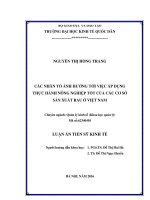 Các nhân tố ảnh hưởng tới việc áp dụng thực hành nông nghiệp tốt của các cơ sở sản xuất rau ở Việt Nam