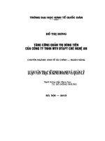 Tăng cường quản trị dòng tiền của Công ty TNHH MTV ĐTPT Chè Nghệ An