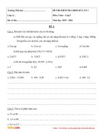 Bộ đề thi học kì 1 môn Toán lớp 5 năm học 2015 - 2016