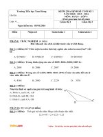 Đề thi học kì 1 môn Toán, Tiếng Việt lớp 4 trường tiểu học Tam Hưng, Hà Nội năm 2015 - 2016