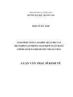 Giải pháp nâng cao hiệu quả cho vay hộ nghèo tại Phòng giao dịch Ngân hàng Chính sách xã hội huyện Thuận Châu