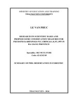 Summary of Phd. dissertation in forestry Research on scientific bases and propose some conservation measures for Pseudotsuga brevifolia W. C Cheng & L. K. Fu, 1975 in Ha Giang province