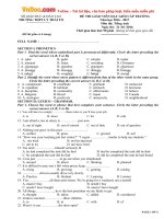 Đề thi giáo viên giỏi môn Tiếng Anh trường THPT Lý Thái Tổ, Bắc Ninh năm học 2016 - 2017 có đáp án