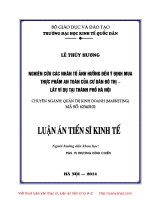 Luận văn nghiên cứu các nhân tố ảnh hưởng đến ý định mua thực phẩm an toàn của cư dân đô thị lấy ví dụ tại thành phố Hà Nội