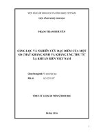 Luận án Tiến sĩ Sinh học Sàng lọc và nghiên cứu đặc điểm của một số chất kháng sinh và kháng ung thư từ xạ khuẩn biển Việt Nam