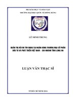 Quản trị rủi ro tín dụng tại Ngân hàng Thương mại Cổ phần Đầu tư và Phát triển Việt Nam – Chi nhánh tỉnh Long An