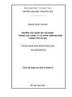Nghiên cứu quan hệ lao động trong các công ty cổ phần trên địa bàn Thành phố Hà Nội