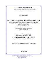 Luận án phát triển dịch vụ hỗ trợ kinh doanh (BSS) trong các khu công nghiệp ở tỉnh bắc ninh 